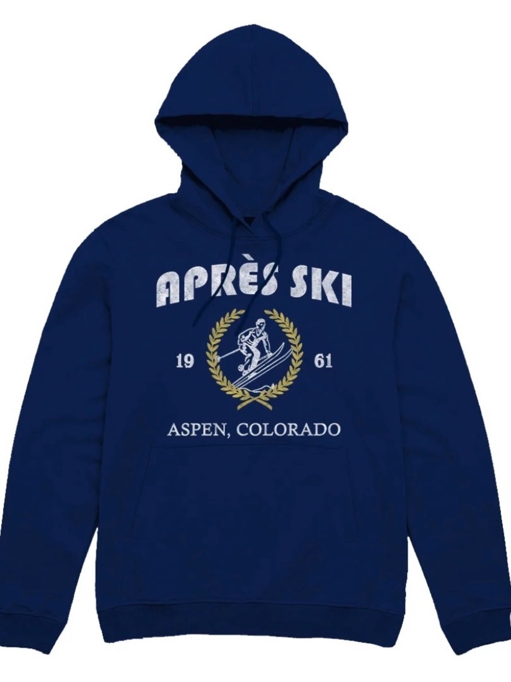 Après Ski Aspen Colorado Hoodie Navy Blue Size XS but looks smaller, missing tie